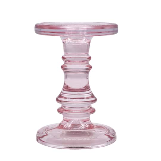 6&#x22; Medium Pink Glass Pillar Candle Holder by Ashland&#xAE;